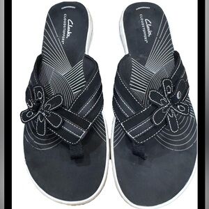Clarks Women’s Cloudsteppers Brinkley Sail Flip Flop Sandals Black Size 10 Thong